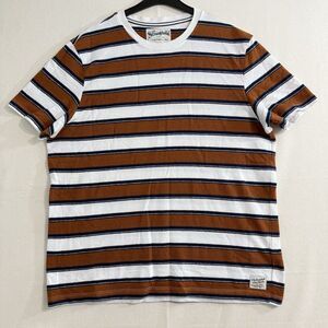 Stronghold Men's Brown/White Striped Short sleeve Shirt Size Large Regular Fit